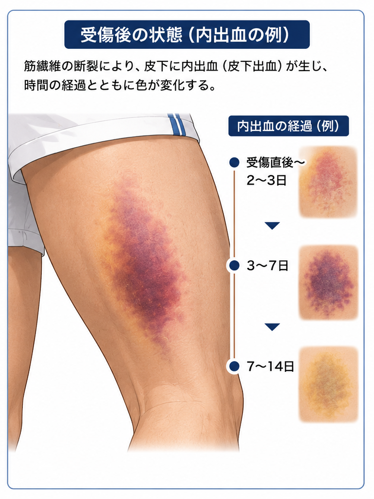 肉離れの内出血の例